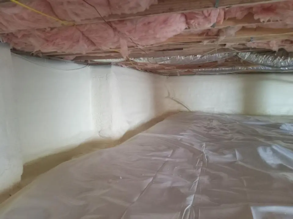 Crawl space encapsulation with closed-cell spray foam for Attic Insulation in Saugus